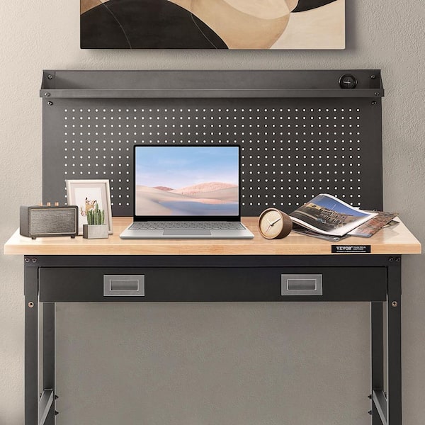 48 in. W x 24 in. D Heavy-duty Carbon Steel Workbench Adjustable Height with Pegboard