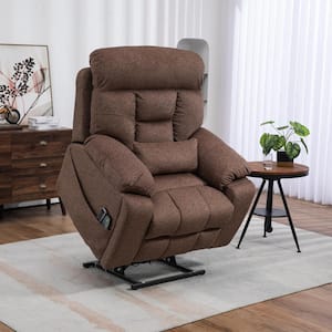 Top-tier Flagship Oversized 4 OKIN Motors Fabric Recliner Lift Sofa 2 Remote Controls, Pillow and 2 Cup Holder - Brown