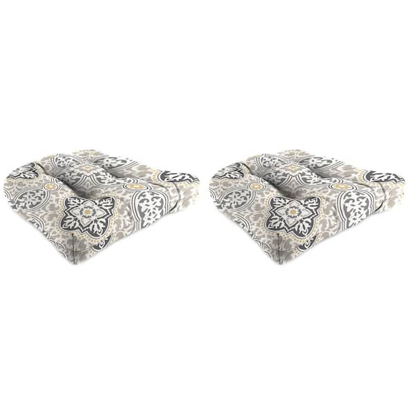 Jordan Manufacturing 18 in. L x 18 in. W x 4 in. T Outdoor Square Wicker Seat Cushion in Rave Grey (2-Pack)