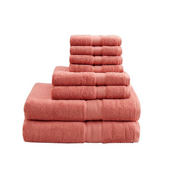 MADISON PARK Signature 800GSM 8-Piece Coral Ultra-Soft 100% Cotton Absorbent Bath Towel Set