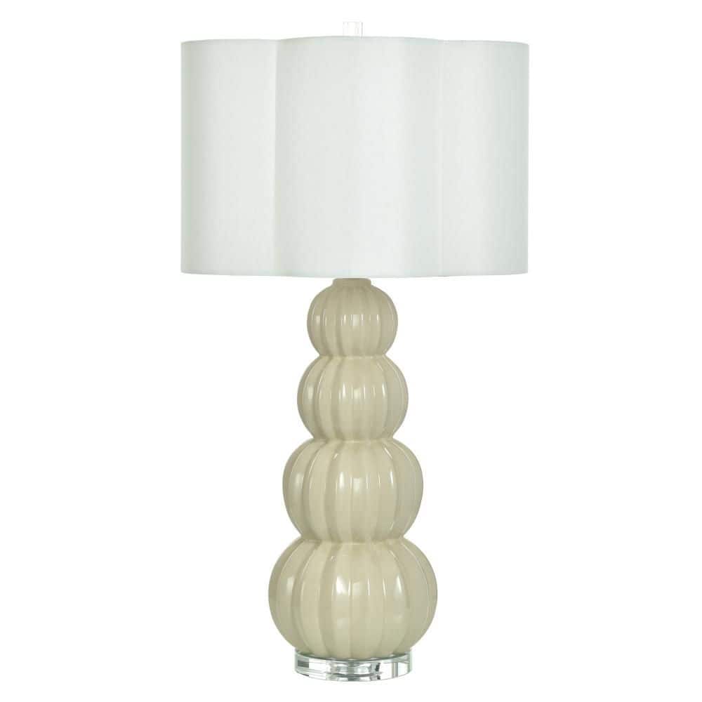 Ophelia 33 in. Cream Table Lamp with White Linen Shade price history on PriceWatchPro