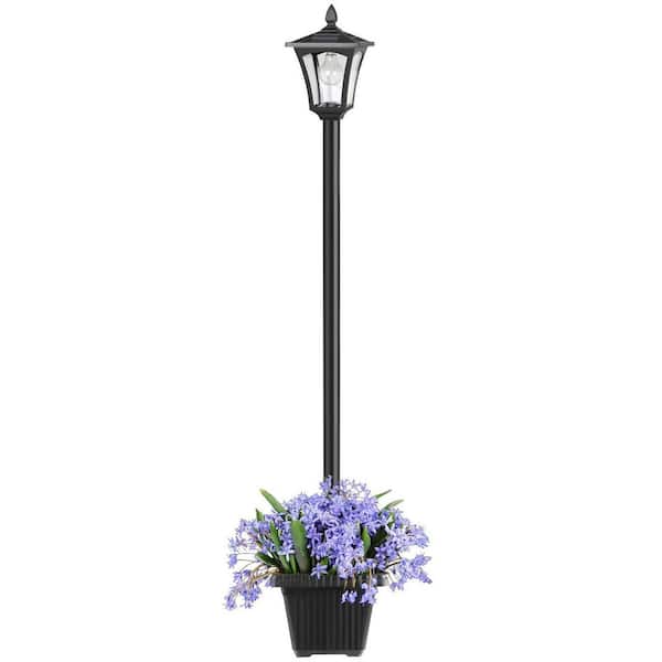 72" Solar Lamp Post Light with Planter, Outdoor Waterproof Patio Lights Garden Decor