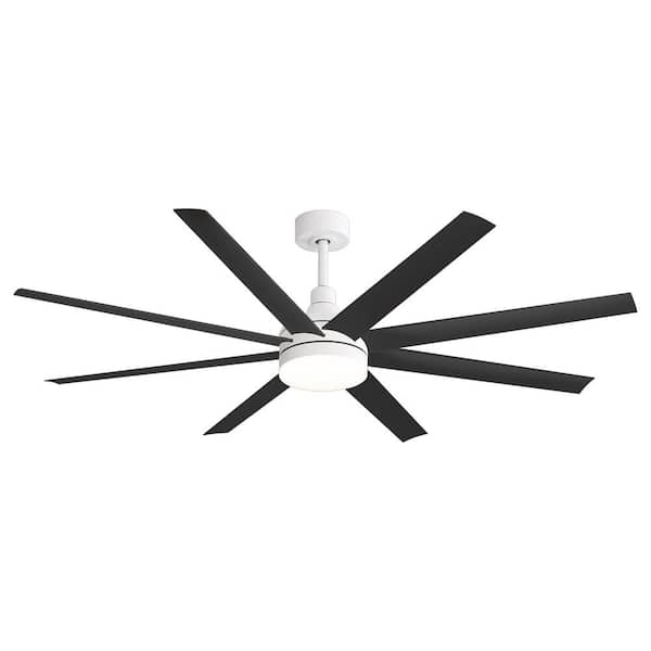 Breezary Zamora 72 in. Indoor Modern Black Industrial Ceiling Fan with Integrated LED, 6-Reveisible Blades and Remote Included