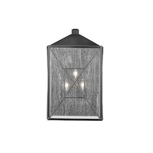 Caswell 3 Light 13.5 in. Powder Coated Black Outdoor with Clear Seeded Glass
