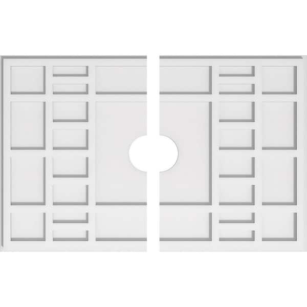 Ekena Millwork 32 in. W x 21-3/8 in. H x 4 in. ID x 1 in. P Beaux Architectural Grade PVC Contemporary Ceiling Medallion (2-Piece)