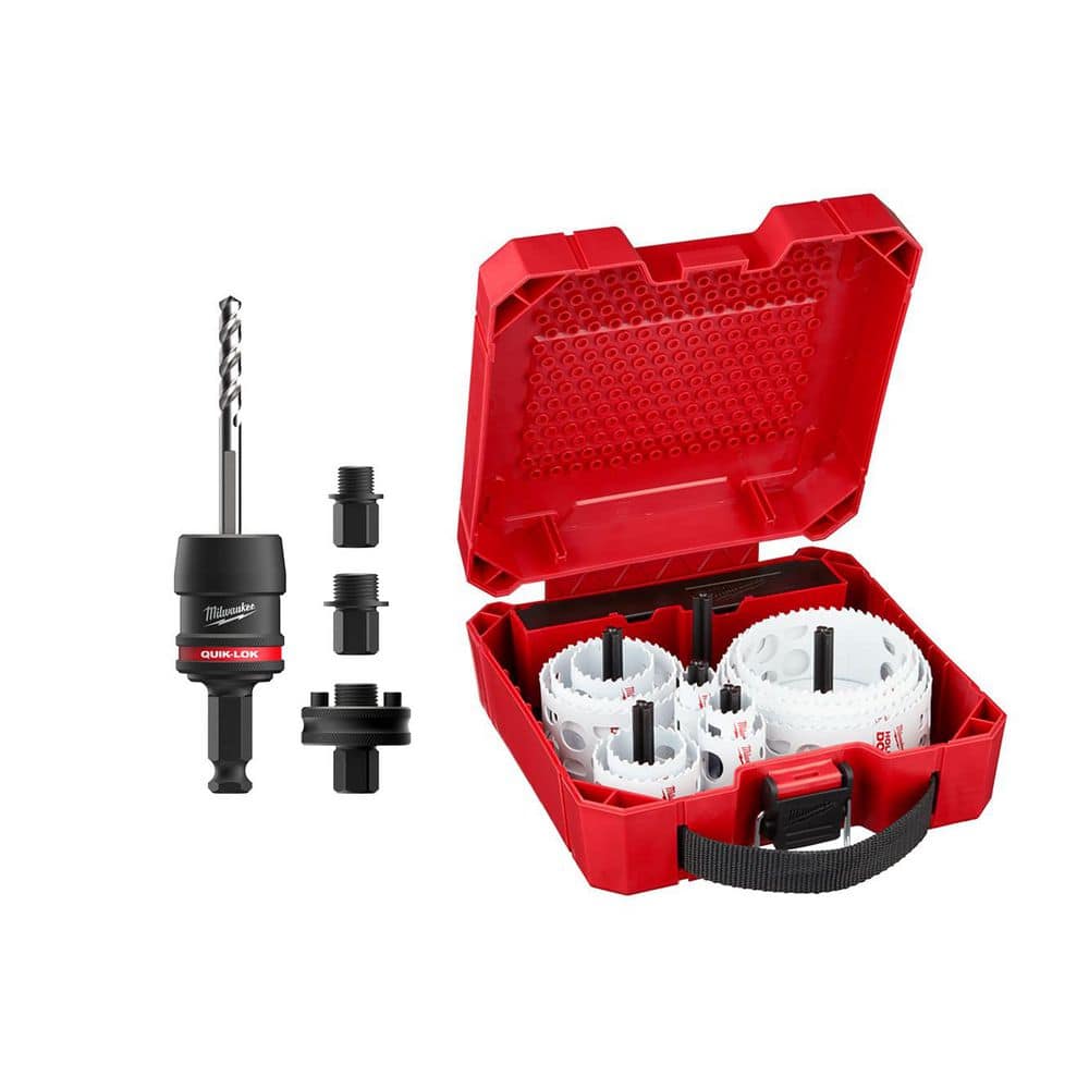 Qoo　0527 Milwaukee (5 pc) 7/16 in. Shank QUIK-LOK Hole Saw Arbor Set and