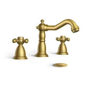 8 in. Widespread Double Handle Bathroom Faucet with Pop Up Drain in Gold