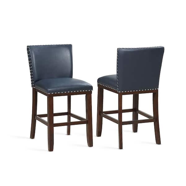 Steve Silver Tiffany 24 in. Navy Contemporary Counter Stools (Set of 2)