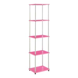 Designs2Go 15.75 in. W Pink/Chrome Particle Board No Tools 5 Tier Accent Bookcase