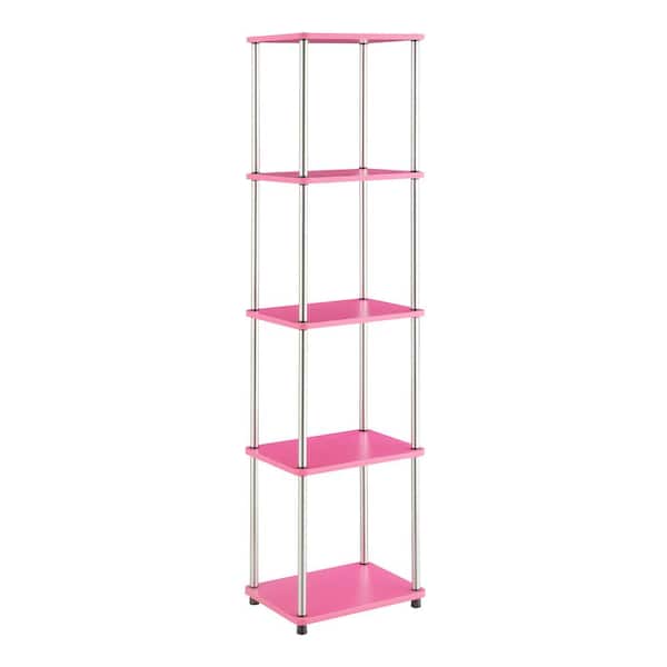 Convenience Concepts Designs2Go 15.75 in. W Pink/Chrome Particle Board No Tools 5 Tier Accent Bookcase