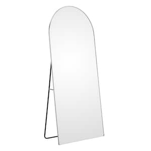 31 in. W x 71 in. H Silver Arched Floor Standing Mirror Framed Mirror