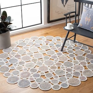 Cape Cod Green/Ivory 4 ft. x 4 ft. Circles Geometric Round Area Rug