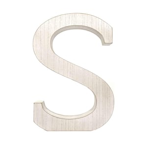 Large 15.75 in. Tall Distressed White Wash Decorative Monogram Wood Letter (S)