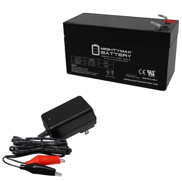 MIGHTY MAX BATTERY 12V 1. 3AH Replacement Battery compatible with Power Patrol SLA1005 + 12V Charger