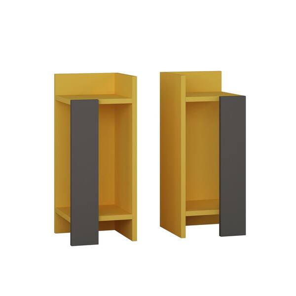 Tayse Rugs Nassau Anthracite and Mustard Modern Nightstand