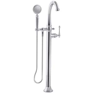 Kelston 1-Handle Floor Mount Claw Foot Tub Faucet with Hand Shower in Polished Chrome
