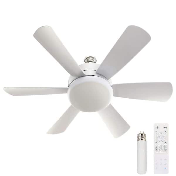 YANSUN 18 in. White Socket Indoor Ceiling Fan with Light, Modern Screw Ceiling Fan with Remote
