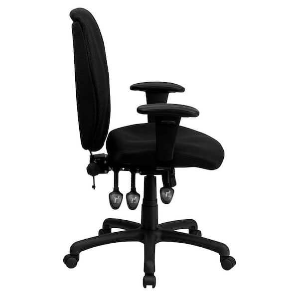 Solid Flash Furniture High Back Fabric Multi-Functional Ergonomic Chair with Height Adjustable Arms Black