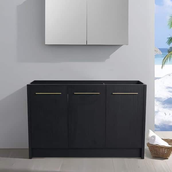 UPIKER Elegant 46.88 in. W x 17.94 in. D x 30.31 in. H Freestanding Bath Vanity Cabinet without Top in Black Unassembled