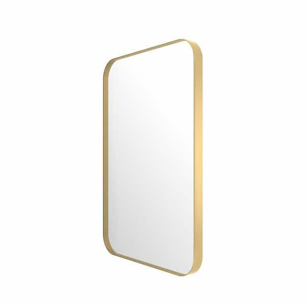 24 in. W x 36 in. H Large Modern Rectangle Stainless Steel Framed Bathroom Vainty Mirror Brushed Gold