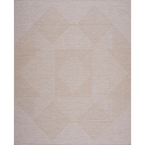 Bailey Beige 8 ft. x 10 ft. Transitional Geometric Flat Weave Polypropylene Rectangle Indoor/Outdoor Area Rug