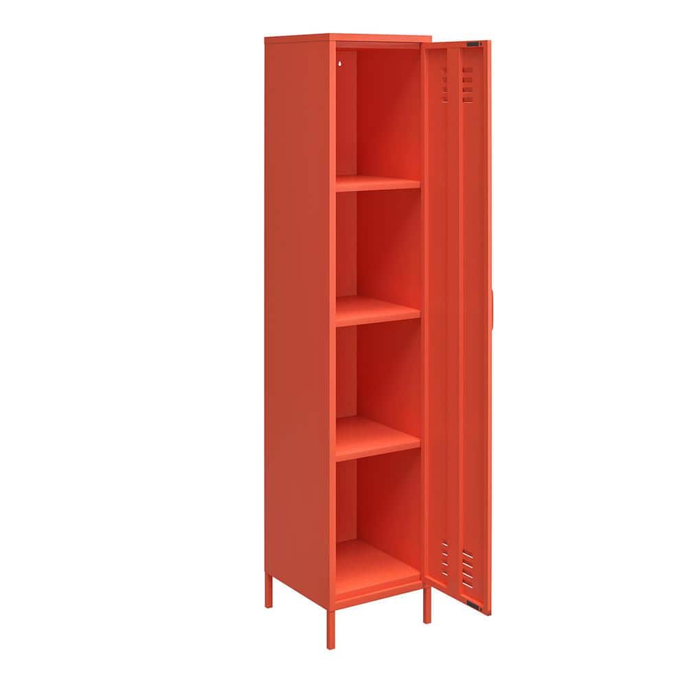 Cache Tall Orange Metal Locker Storage Cabinet with Adjustable Shelving