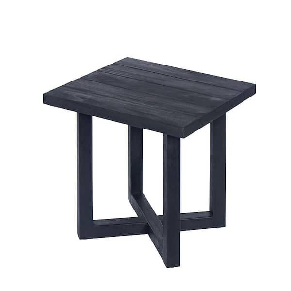 Avex Black Square Acacia Wood 18.25 in. H Outdoor Side Table