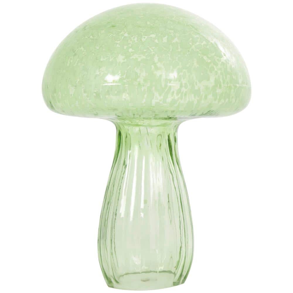 Litton Lane Green Glass Textured Mushroom Sculpture (Set of