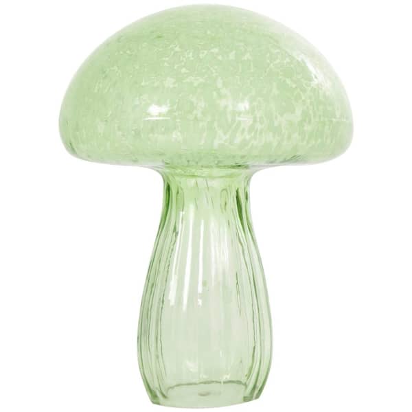 Litton Lane Green Glass Textured Mushroom Sculpture (Set of 3)