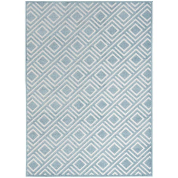 Nourison Casual Blue 7 ft. x 9 ft. Checker Contemporary Area Rug