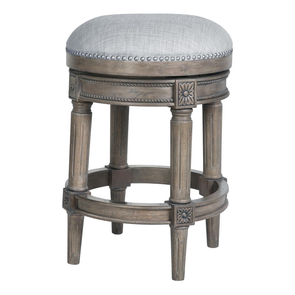Chapman 26" Gray Wood Backless Swivel Bar Stool