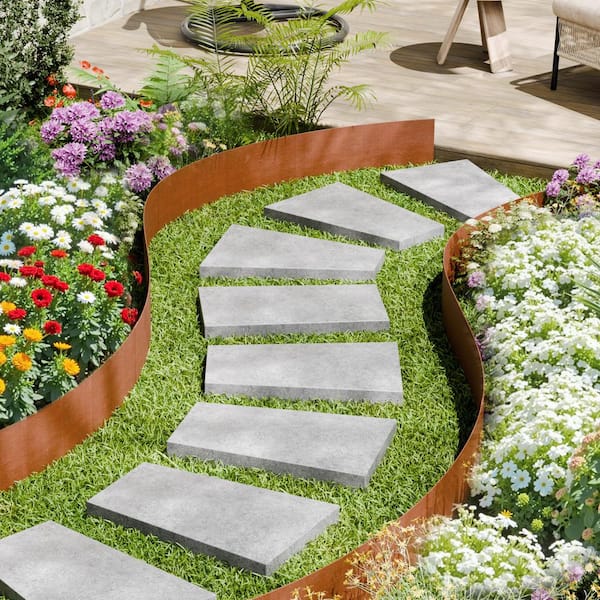 Steel Landscape Edging 6-Packs 40 x 6 x 0.06 in. Weather-Resistant & Pre-Rust Metal Landscape Brown Edging Garden Edging