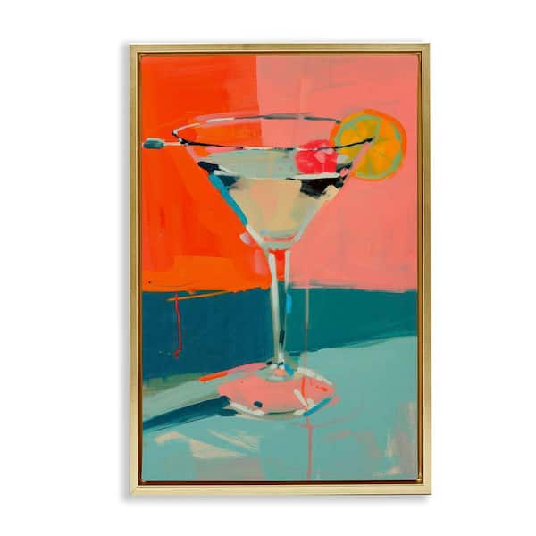 Stupell Industries Modern Cocktail Time by LSR Design Studio Gold Floater Frame Food Graphic Art Print 31 in. x 21 in.