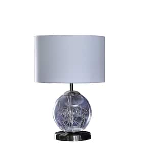 20.5 in. Athena Brushed Nickel Silver Glass LED Plasma Mid-Century Metal Table Lamp