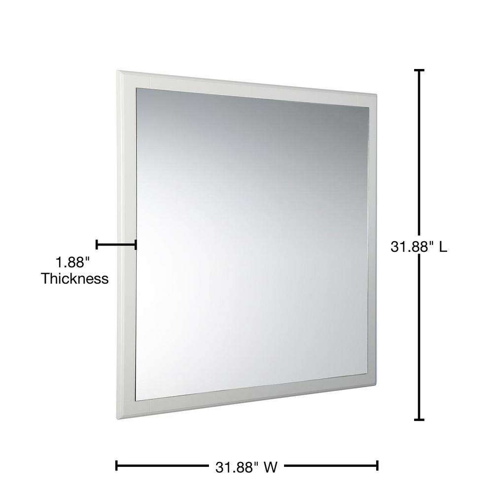 Oxford Elegance 32" Antique White Carved Wood Bathroom Vanity Mirror