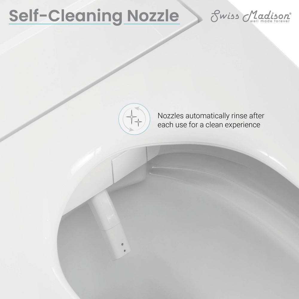 Elongated Glossy White Dual Flush Smart Toilet