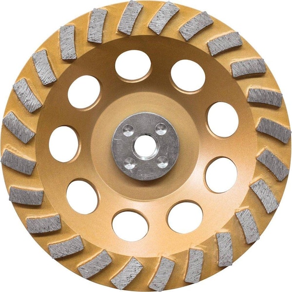 7” Spiral Turbo Diamond Cup Wheel for Concrete Grinding 24 Segs 5/8”-11 Arbor 