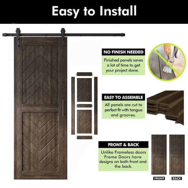 HOMACER JT2 32 in. x 80 in. C-Panel Ebony Fishbone Design