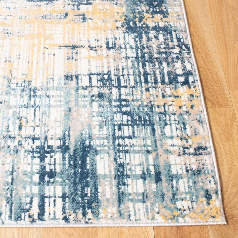 Elegant Navy Blue Medallion 8' x 10' Synthetic Area Rug