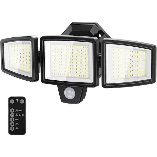 65-Watt 6500 Lumens 120° Black Motion Activated Outdoor Integrated LED Flood Light Adjustable Panels