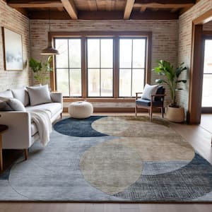 Mayfield Premium Machine Washable Abstract AMF1140 Sky 5 ft. x 7 ft. 6 in. Area Rug
