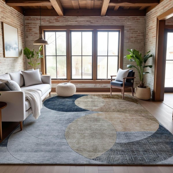 Mayfield Premium Machine Washable Abstract AMF1140 Sky 5 ft. x 7 ft. 6 in. Area Rug
