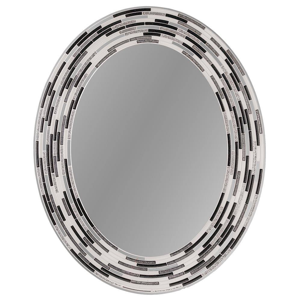Head West 23 in. x 29 in. Charcoal Tile Framed Oval Wall Decorative ...