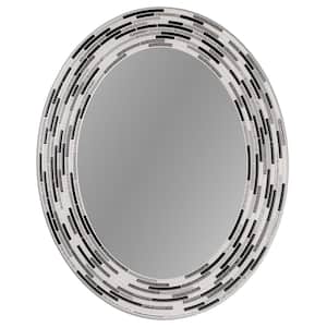 23 in. x 29 in. Charcoal Tile Framed Oval Wall Decorative Vanity Mirror