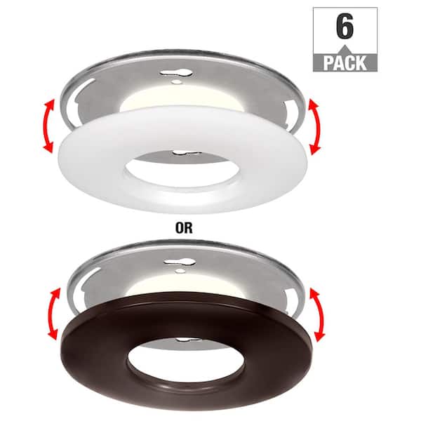 Commercial Electric 5 in. Mini Closet Light LED Flush Mount with White and Bronze Trims fits 3.5 in. 4 in. Junction Boxes 7-Watt (6-Pack)