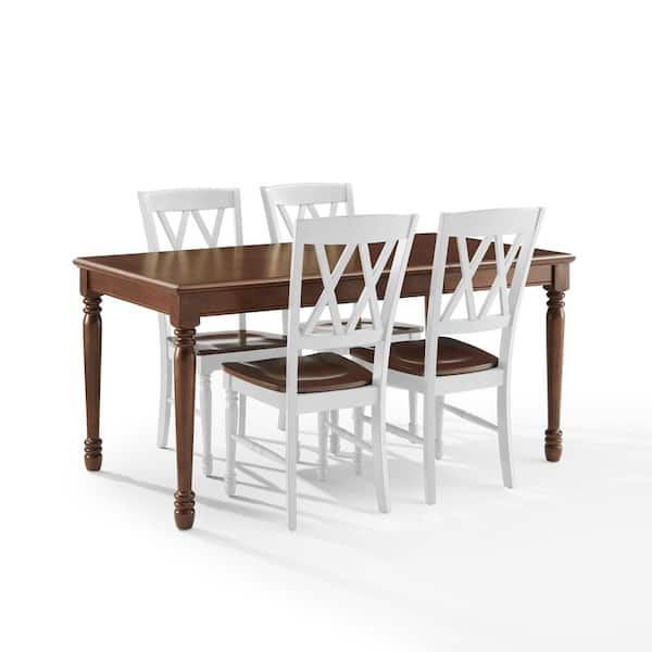 CROSLEY FURNITURE Shelby 5-Piece Rectangular Cherry Engineered Wood Top Dining Room Set Seats 4