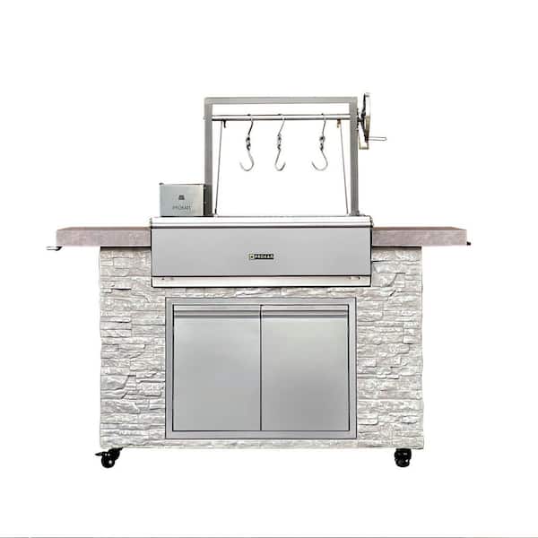 Infinity European Ledge Argentine Charcoal BBQ Grill Island in Stainless Steel