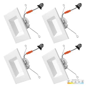 6 in. 14-Watt LED White Square Retrofit Recessed Housing Light 5 CCT 2700K to 5000K IC Rated Remodel Dimmable (4-Pack)