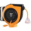 VEVOR Extension Cord Reel 65 ft. 15 Amp Heavy Duty Power Cord 12AWG/3C with Triple Tap Outlet for Ceiling or Wall Mount, Black SSSJXQMC65FT1OWM6V1