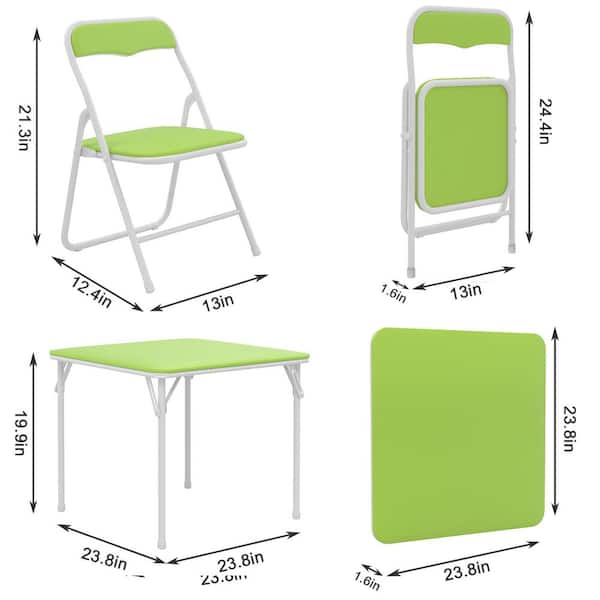 VECELO Kids Folding Table and Chair Set, 5-Piece Padded Top